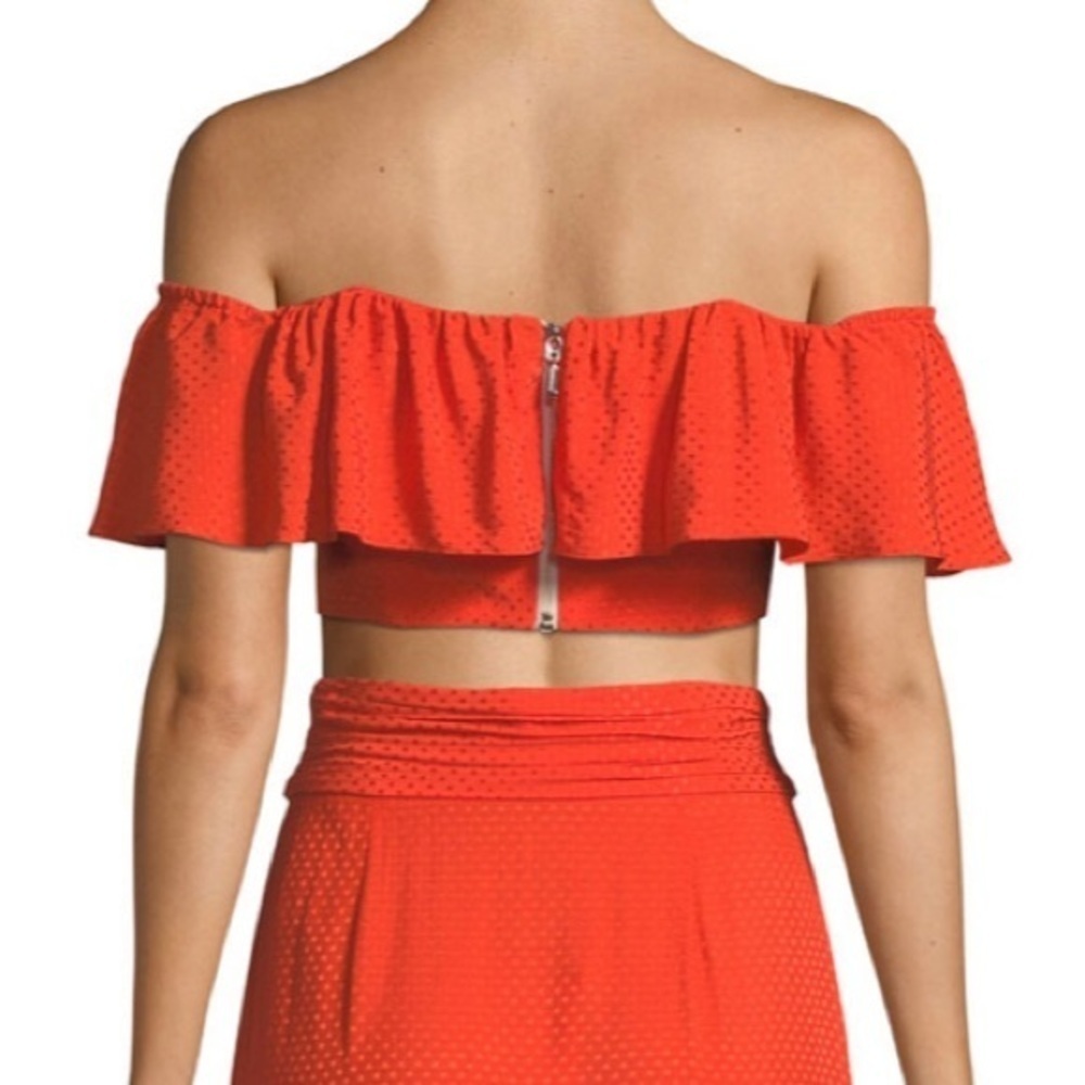 JAY GODFREY Red Ruffle Crop Top SZ 2 - Picture 4 of 7